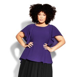 City Chic Romantic Mood Top, Purple, NWT, plus size, size 24